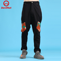 DEVIL NUT Tide Cards Pleat Bag Long Pants Individuality Pure Cotton Mens Pocket Pants main AFV