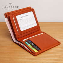 Blue leather mens short wallet leather fashion multi card position first layer cowhide ultra-thin fashion soft leather small coin wallet