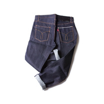  2020 Spring and summer primary color un-pulped red ear denim jeans Original cow slim large size small straight retro trousers