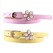 Children and girls Korean version of the wild fashion pearl flower belt Women and girls new belt thin waist belt