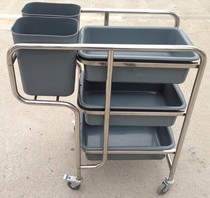 Stainless steel dining car thickened cleaning cleaning collection car Three-layer multi-function storage car kitchen large bowl car