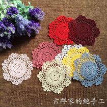 Pure handmade crochet hook flower decorative mat Vintage nostalgic pure cotton hollow woven bowl mat Coaster table mat round mat