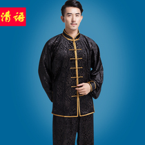 Thickened printed autumn and winter gold velvet tai chi clothes for men and women middle-aged and elderly Tai chi clothing martial arts performance practice clothes