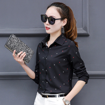 2019 Spring shirt with new shirt female long sleeve wave point snow spin shirt female dress point coat thin and thin swing bottom autumn inch