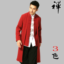 Autumn and winter Tang dress men long-sleeved Han suit windbreaker Chinese style medium-long middle-aged and young holiday two thickened jacket top men