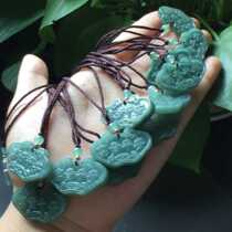 Jade A goods jade material female ice oil rich and safe lock rope necklace pendant small brand