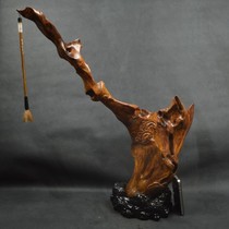 Old material Vietnamese Huanghua Pear Ganoderma lucidum Wall root carving Chinese mahogany hand carved study living room decoration crafts