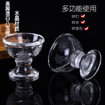 Tibetan religious Buddhist supplies Eight auspicious white crystal glass Seven water bowls for high feet Eight holy water cups Large