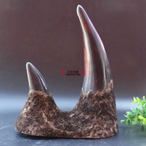 Antique collection Antique old crafts Natural double horn entrance ornaments Home office gift collection