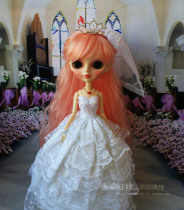 Doll Fashion Doll dress high - grade bra pure white 5 - story lace lace lace only beautiful wedding dress sends veil