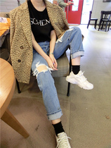 Special BORAKOO South Korea East Gate Spring wear broken holes washed old blue jeans