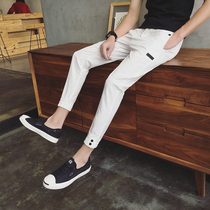 Ankle-length pants Mens Little Foot Pants Korean White Pants 9-point Casual Harlem Pants Tedge