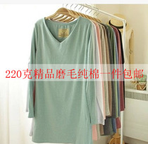 Spring and Autumn New Fashion Joker Cotton Womens Long Sleeve T-shirt Long Butter Grinding V-neck base shirt Women