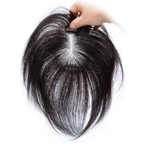 Real hair block wig piece replacement block head short hair BOBO wave head woven hair cover white hair thin Lianghai film