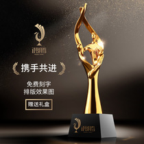 Creative Metal Trophy Customized Excellent Employee Individual Prizes Honor Crystal Trophy Trophy Resin Trophy