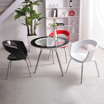 Sales office lounge area Negotiation table and chair combination Simple reception Tempered glass round table One table three chairs Four chairs