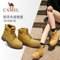 Camel Women Boots 2018 Autumn Winter Cowhide Boots Martin Boots Warm Couples Small Yellow Boots A84887602