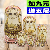 Matryoshka doll 7 layers handmade air-dried basswood 7 layers National characteristics handicraft toys 10 layers 09