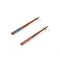 Glutinous rice porcelain) Chinese Japanese-style tableware) Red and blue small flower log chopsticks