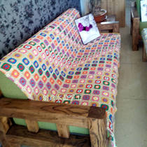 Pre-order handmade crochet hook woven spell color rainbow carpet tablecloth thick line pastoral style lace sofa towel