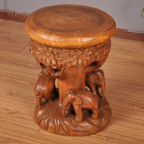 Thai crafts solid wood shoe bench Southeast Asia wood carving Elephant Stool living room creative lucky stool