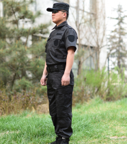  New summer training clothes black special protection clothes mens short-sleeved security training clothes mens twill overalls suit