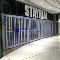 High-end shopping mall crystal transparent folding anti-theft door shop curved transparent crystal sliding door aluminum alloy folding door