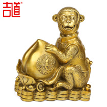 Ji Dao Shou peach monkey ornaments all copper monkey home crafts decorations New Year gifts