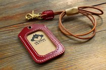 Monkey handmade customized cowhide chest card cover cowhide lanyard series access control card set can be customized lettering