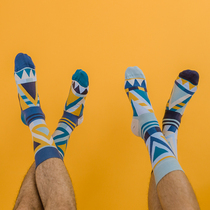 Danish imports SOLOSOCKS geometric pattern socks male and female middle cylinder high cylinder Sox Korean version College Wind pure cotton damp