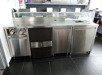  Custom high-end stainless steel coffee console Milk tea shop bar freezer ice machine sink bar full set