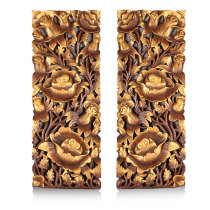 Thai crafts solid wood carved board teak carved rose Board Southeast Asia home decorations porch pendant