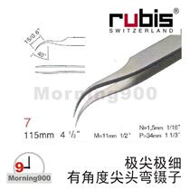 Swiss RUBIS original 7 SA 7-SA 115mm extreme tip extremely thin angular elbow tip tweezers
