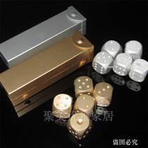 Advanced aluminum dice metal aluminum solid drinking dice portable gold cylinder gold and silver lettering