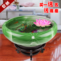 Jingdezhen hand-painted pottery carving goldfish tank Aquarium bowl Lotus tank turtle basin Home decoration