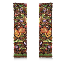 Thai crafts wood carving solid wood goldfish carving wall hanging Southeast Asia entrance wall hanging painting hollow partition decoration