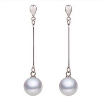 Natural fresh water pearl earrings earrings earrings long pearl hook strong light 925 sterling silver allergy earrings