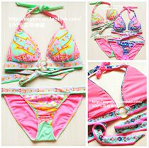 European and American fluorescent classical design sense beautiful single triangle cup sexy steelless wide lace-up high quality bikini