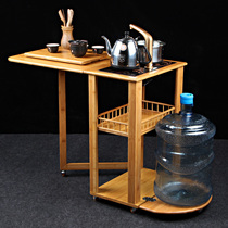 Mobile tea table small tea table bamboo tea table tea water cabinet made of bamboo side several domestic induction cookset utility-unfolded tea car