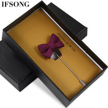 Mens brooch collar flower Japanese and Korean fashion British suit accessories host suit corsage simple mini bow