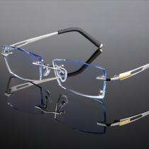 Korean Diamond trimming glasses rimless pure titanium myopia glasses male color myopia glasses finished myopia glasses ultra light