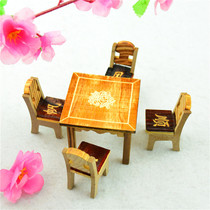 Direct sales solid wood mini table and chair model exquisite handicraft decorations round table square table ornaments wooden