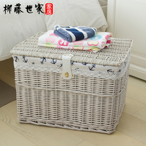 Livines with lid vines Woven Containing Case Wicker Bonnets With Snap Lock Preparation Miscellaneous Goods Case Vines Basket Storage Box Sorting Boxes