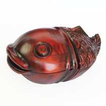 Big mouth fish wood carving glove box storage box creative desktop retro practical ornaments dried fruit fruit plate ashtray