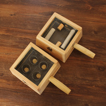 Solid Wood moxibustion box Square four-hole 4 pin needle Warm moxibustion moxa pillar moxa moxibustion moxibustion wooden abdomen Palace cold