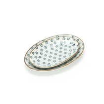 Glutinous rice porcelain) plain flower series Korean Japanese ceramic tableware) blue and white small flower dish Oval