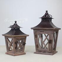 Cool Kiosk Hypotenuse Wind Lamp Wax Candle Holder Wood Iron Cover Eurostyle Retro Soft Clothing Item decorations shooting props