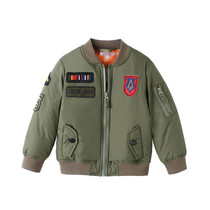 Autumn Winter New Army Green Clip Cotton Cotton Clothes Mid-Boy Jacket Boy Pilot Jacket Thickened Cotton Padded Jacket