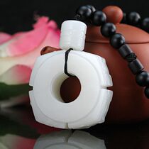 Xinjiang Hetian Jade mutton White Jade Cong hand piece Hetian Jade sheep fat jade finger handle piece with certificate