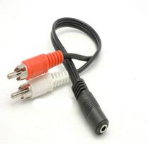 3 5mm female to double lotus male head one point two audio cable TV headset AV cable adapter cable
